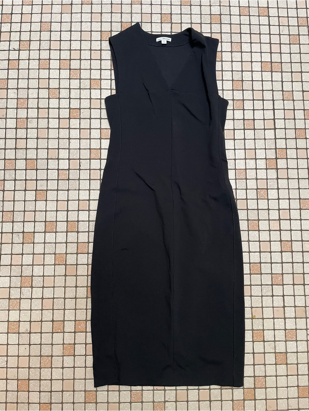 James Perse Black Sleeveless Midi Sheath Dress SZ 2